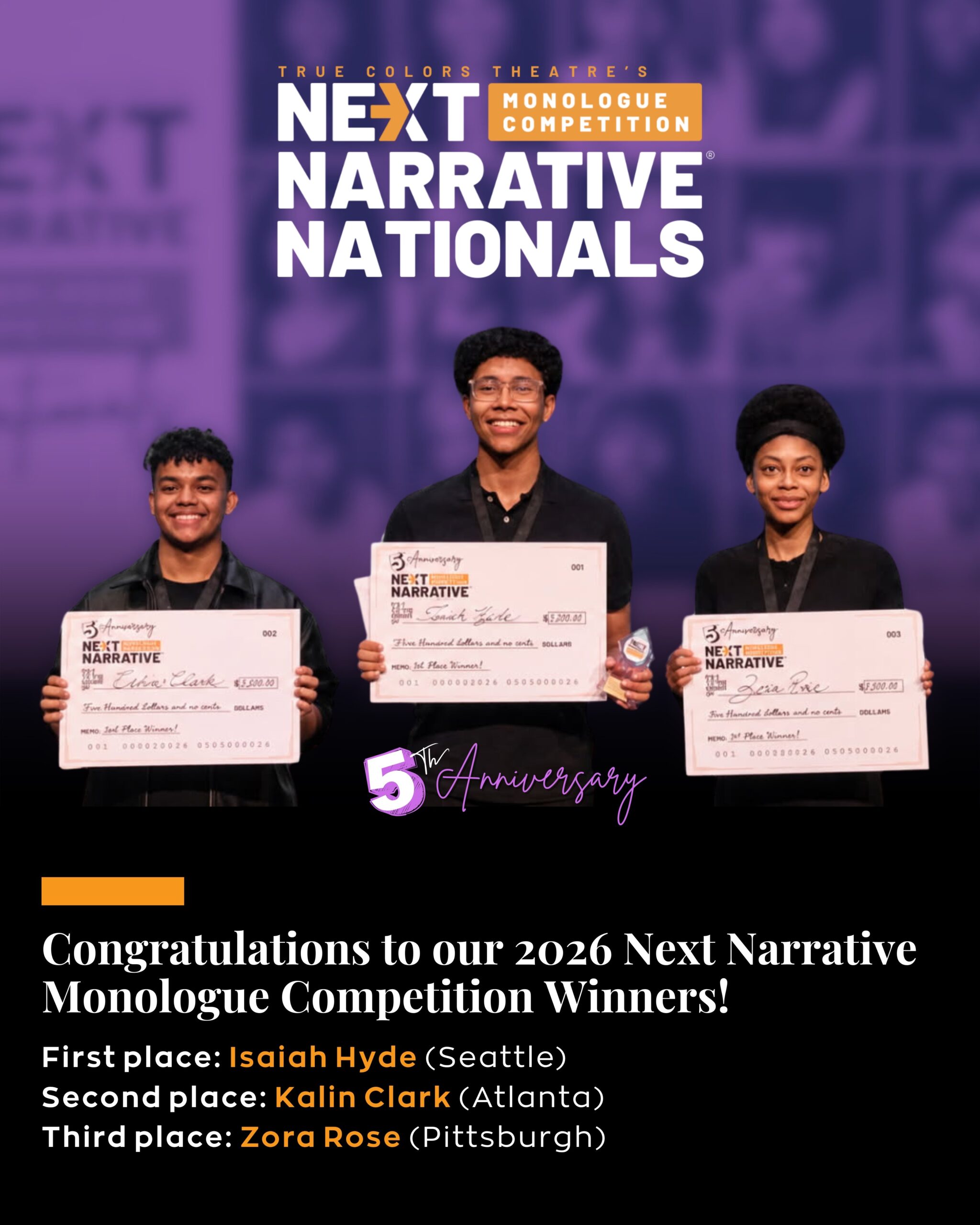 2026 Next Narrative Monologue Competition National Winners